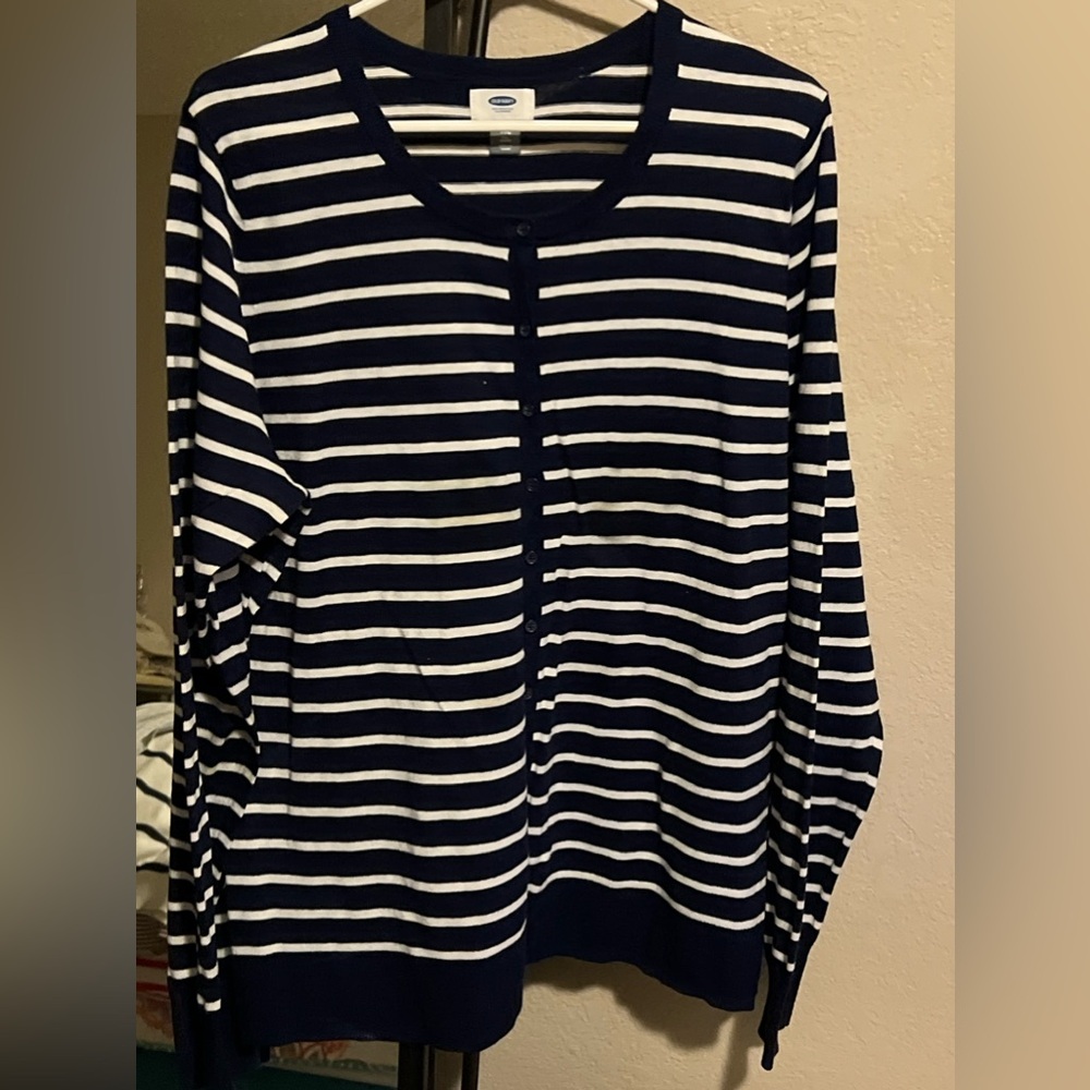 Old Navy blue & white cardigan XXL Tall  NWOT